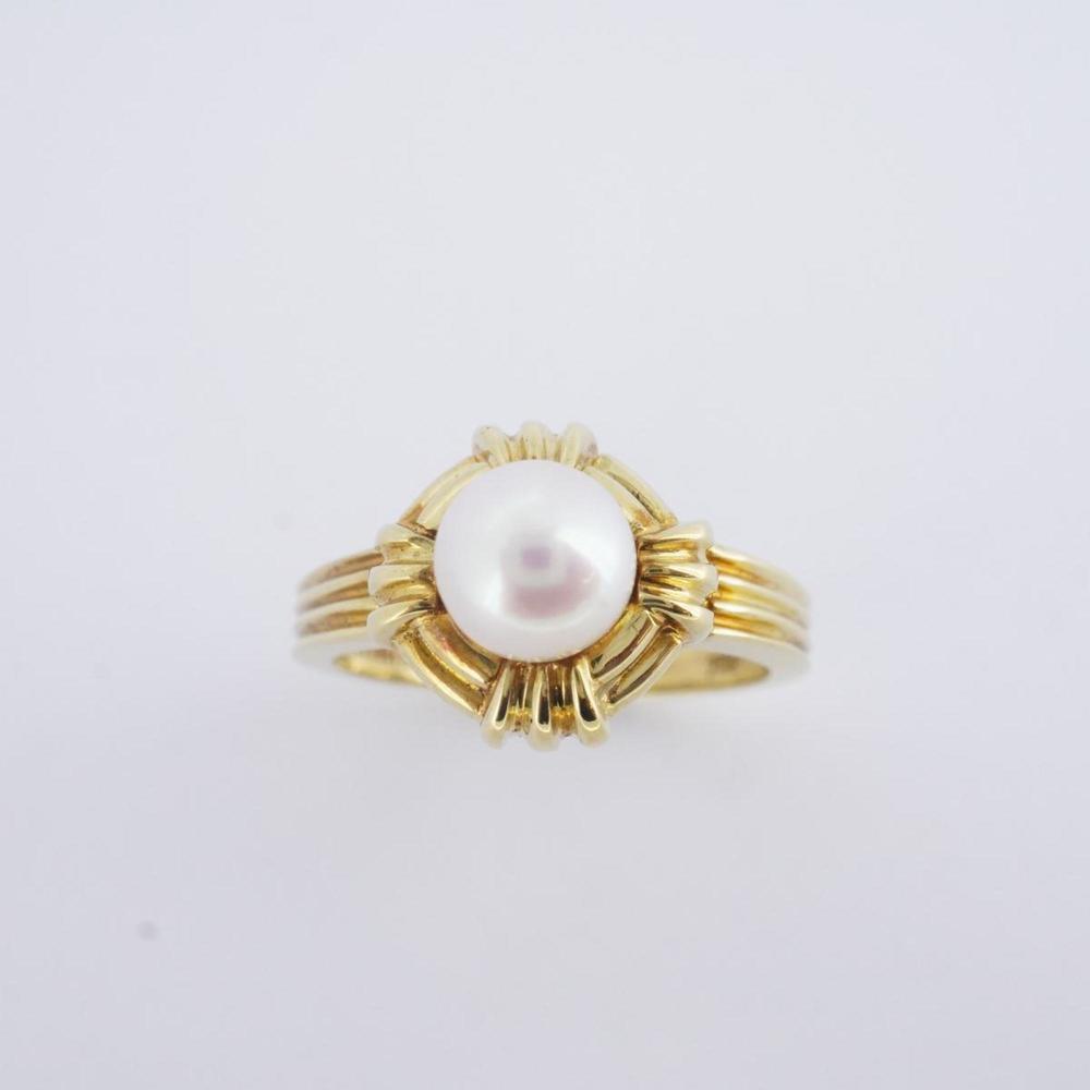 Tiffany Ring K18YG Yellow Gold Pearl Ladies - Picture 2 of 11